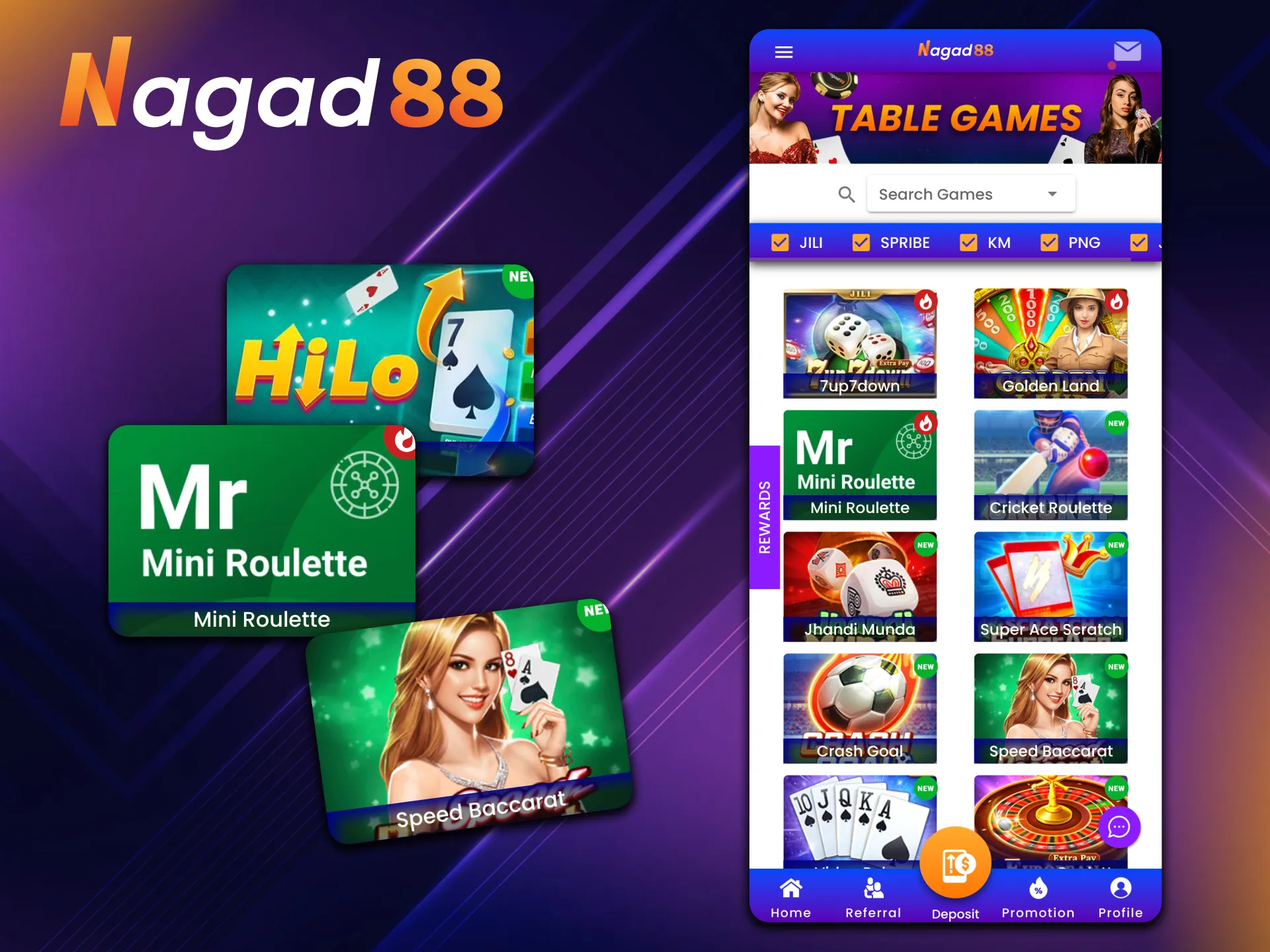 Enjoy playing Nagad88 table games on your mobile.