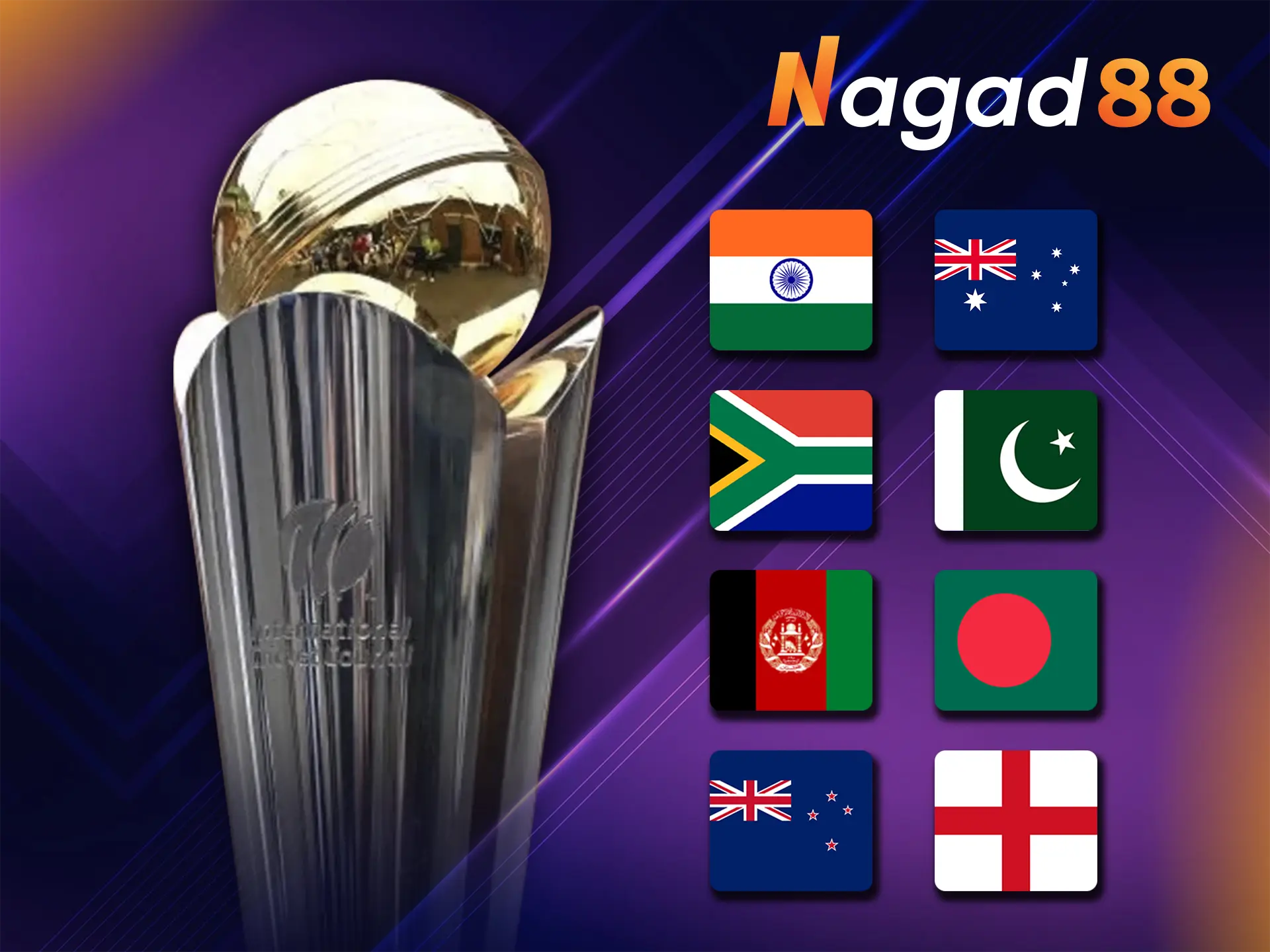 Explore the teams and their line-ups for the upcoming ICC cricket tournament event available for betting at Nagad88.