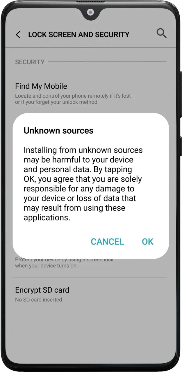 Modify your Android security settings to allow the Nagad88 App installation.