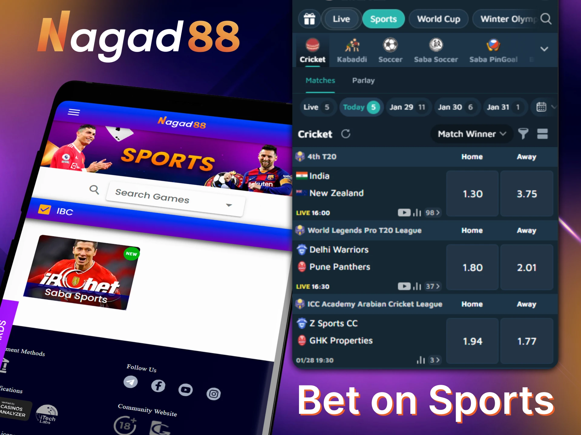 Place your bets on popular sporting events via the Nagad88 App.