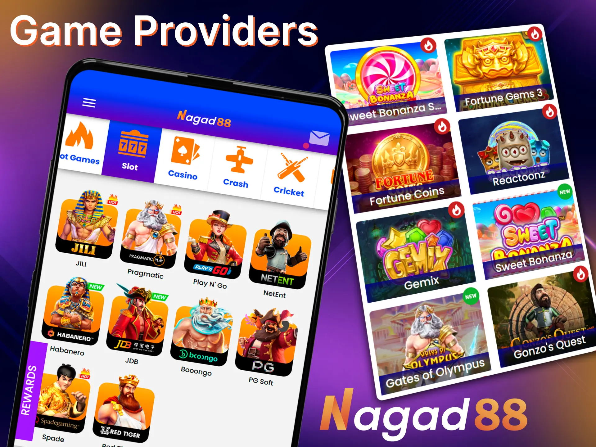 Choose certified casino game developers available on the Nagad88 app.